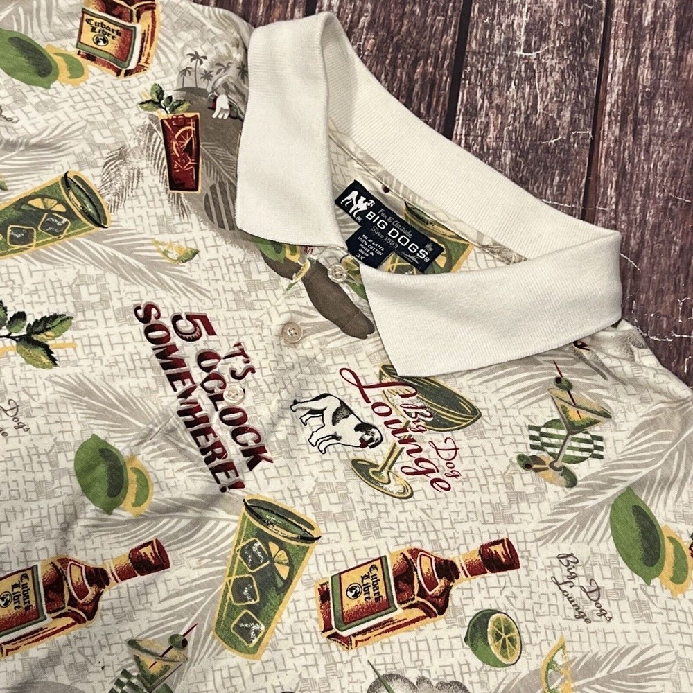 Vintage Big Dogs‎ Mens Collared Shirt The Keys Lounge Short Sleeve Button Sz 3X
